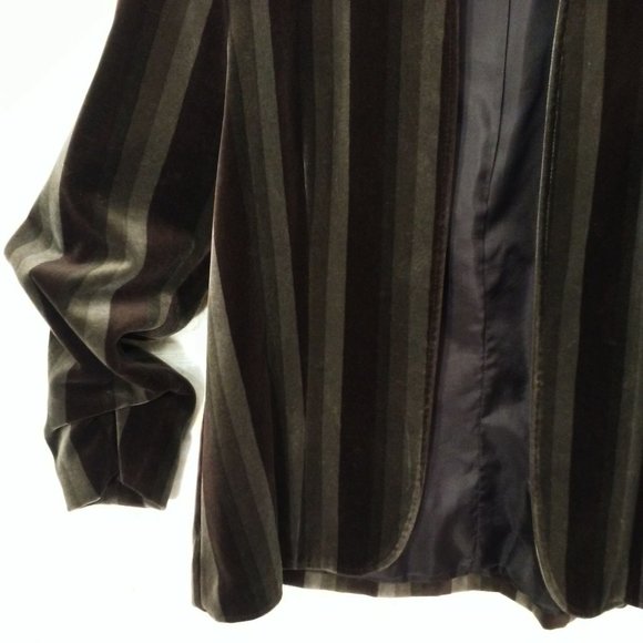 Vintage 70s-80s TanJay Velvet Jacket Steampunk Rocker Striped Ladies M(10) Brown - Picture 3 of 11
